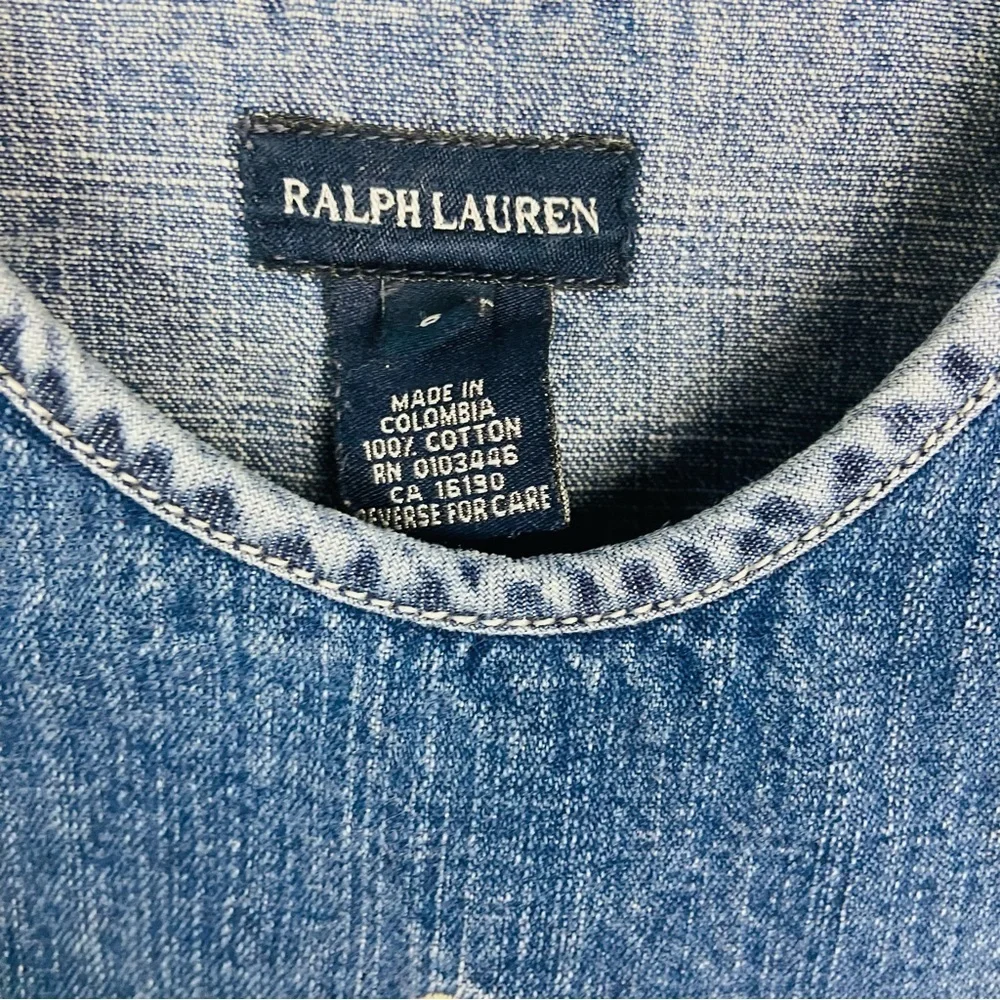 RALPH LAUREN denim jean sleeveless cotton nautical embroidered anchor dress SZ 6